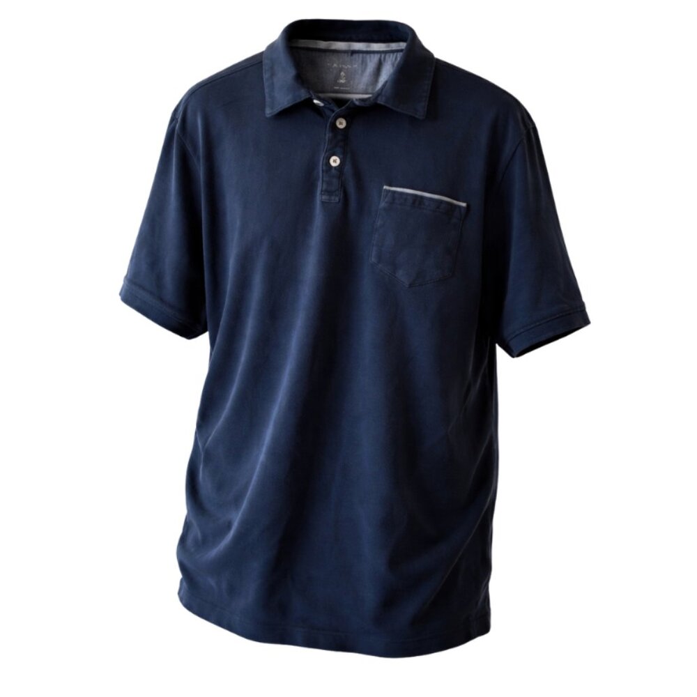 Tahari Men's Classic Navy Short-Sleeve Polo with Chest Pocket
